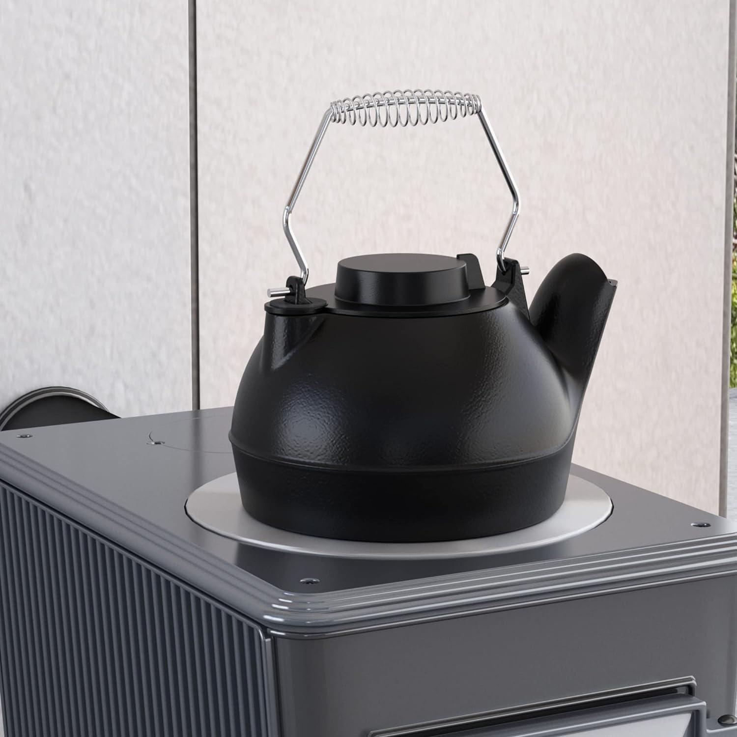 Stove Humidifier, Humidifying Iron Kettle, Wood Stove Kettle, Cast Iron, Chrome Handle