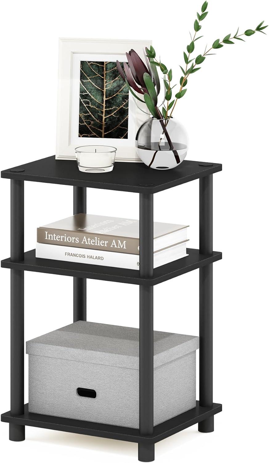 11087AM-BK 11087 Just 3-Tier No Tools Tube End Table, Americano & Black - 13.4 x 11.5 x 22.8 in.