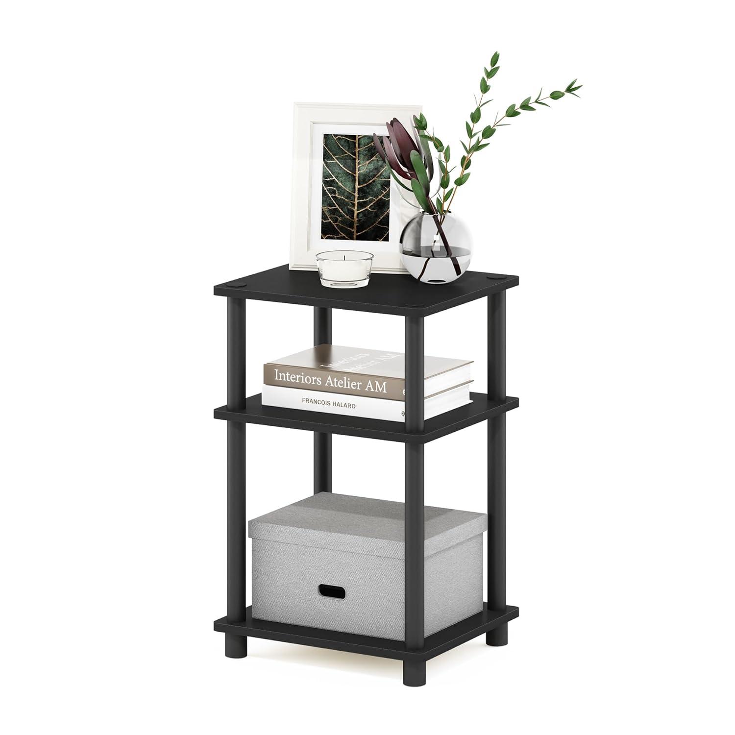 11087AM-BK 11087 Just 3-Tier No Tools Tube End Table, Americano & Black - 13.4 x 11.5 x 22.8 in.