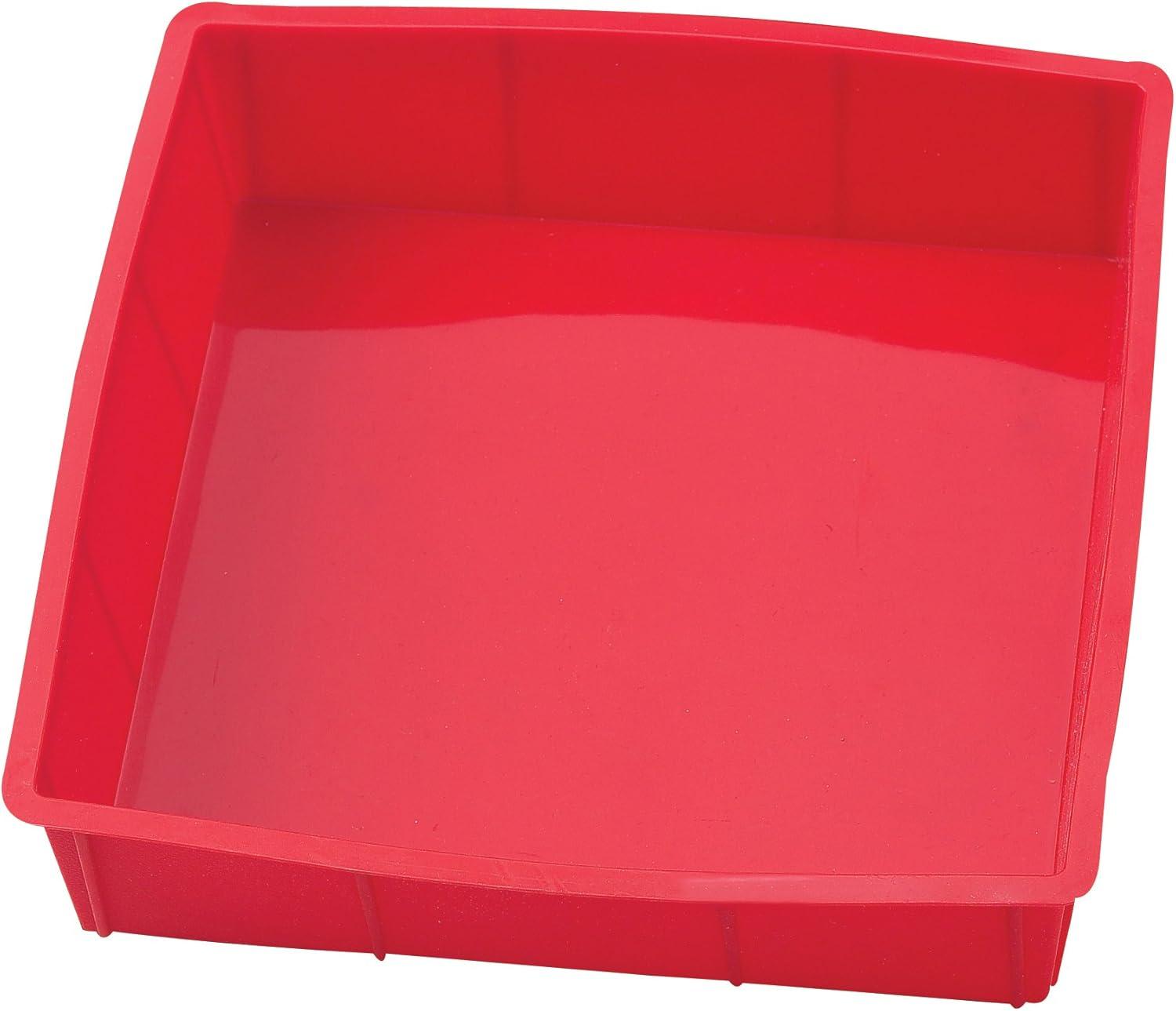 Harold Import Company Silicone 9 x 9 In. Square Cake Pan, Red