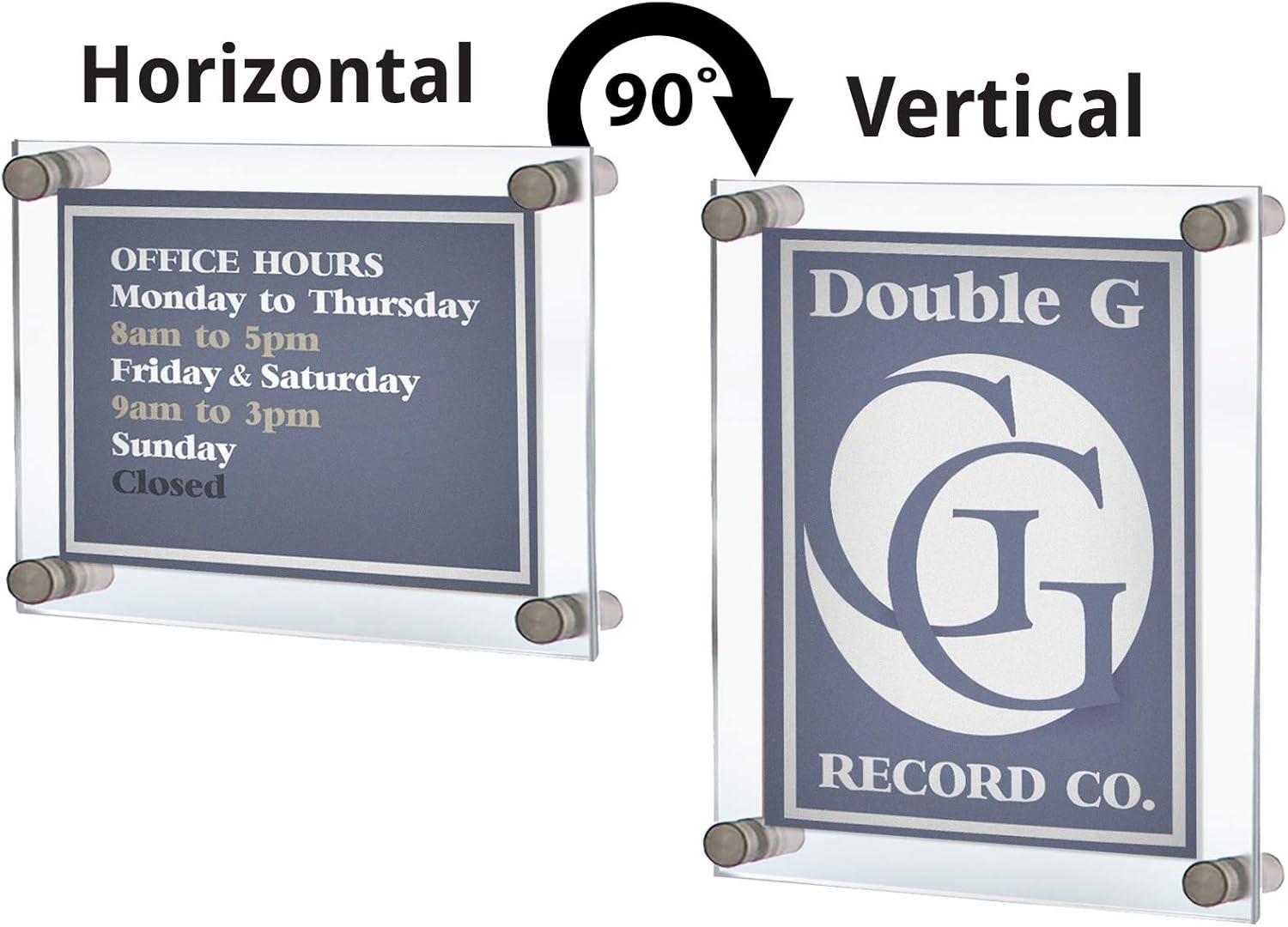 Azar Displays Floating Acrylic Wall Frame with Silver Stand Off Caps: 11" x 17" Graphic Size, Overall Frame Size: 15" x 21"