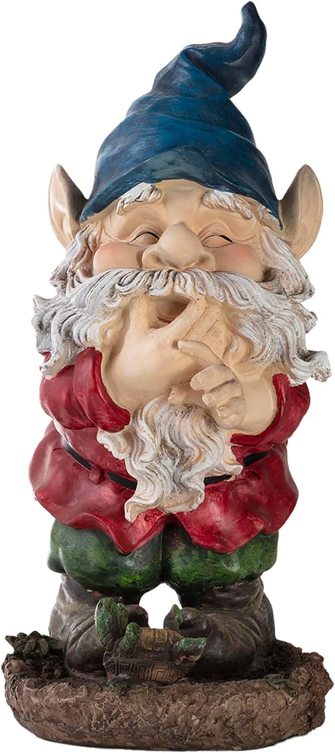 15" Multicolor Polyresin Smiling Garden Gnome Statue