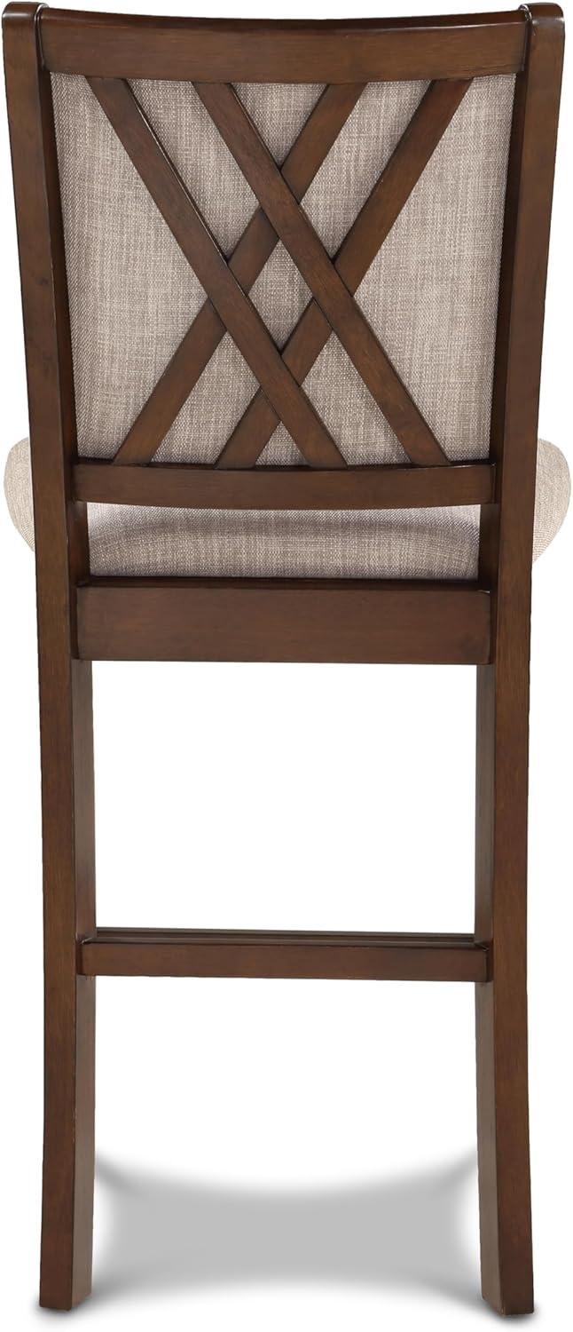 Amy Cherry Wood Counter Chair with Light Brown Fabric Seat