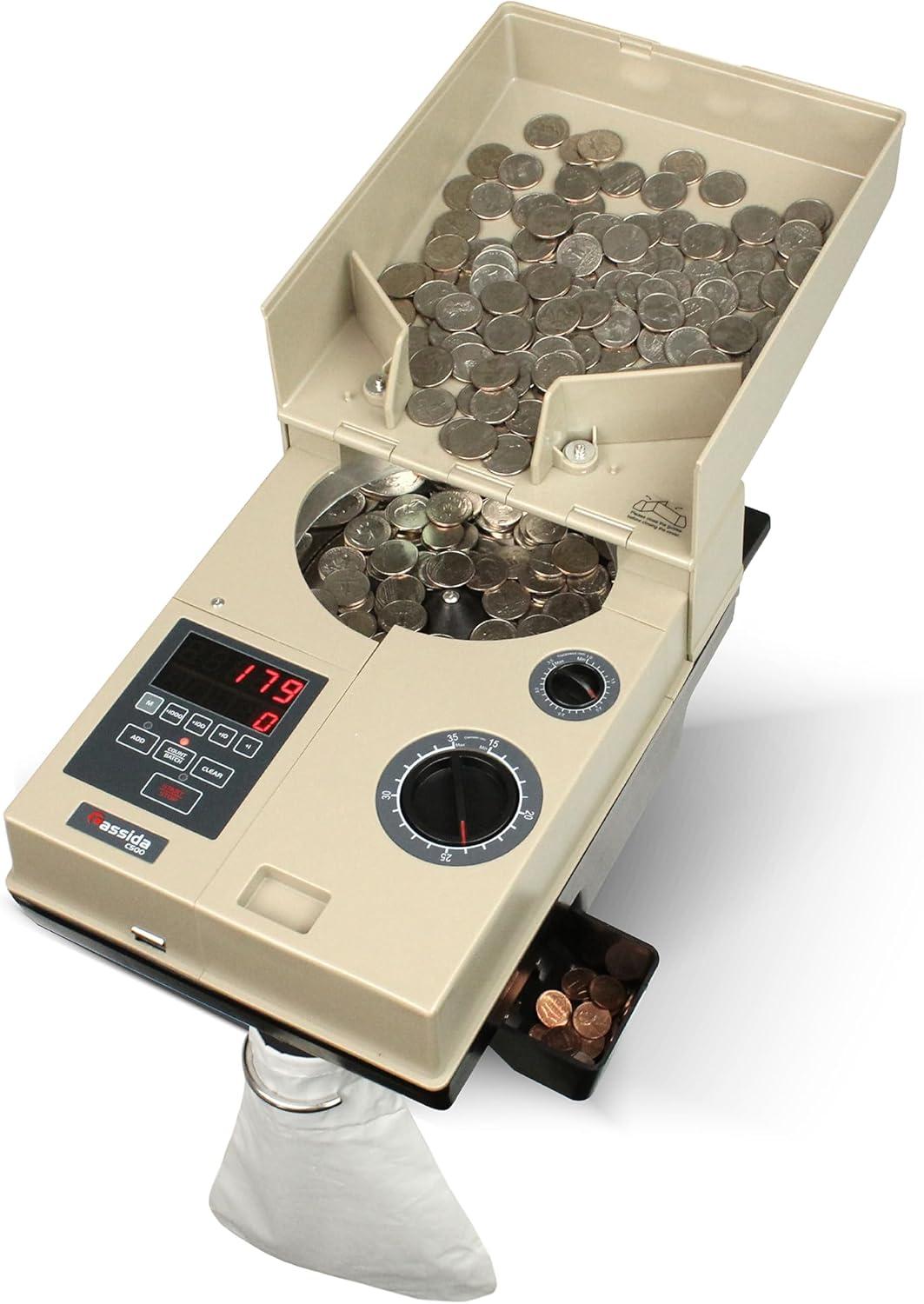 Cassida C500 Coin Counter/Sorter with a 2000 Coins Per Minute | Large Hopper Capacity with 4000 coins