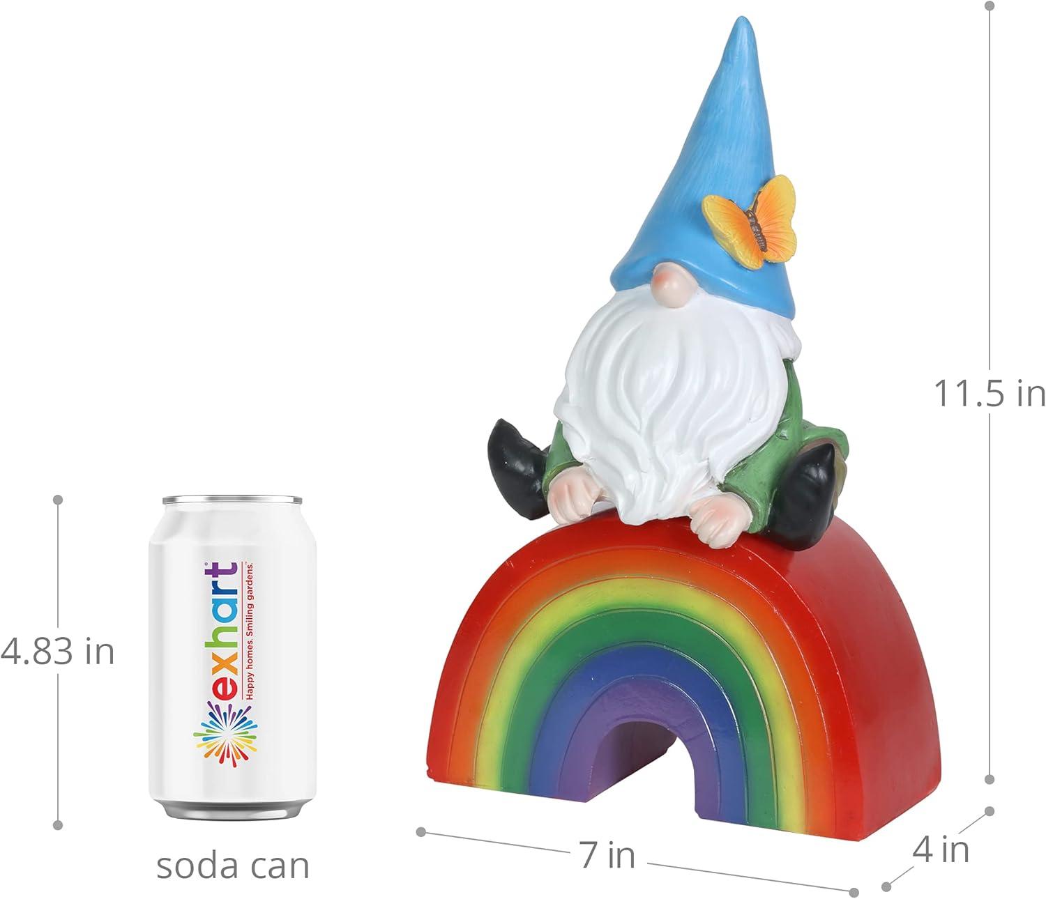 Exhart Gnome on a Glowing Rainbow Statuary with Automatic Timer, 7 by 11.5 Inches