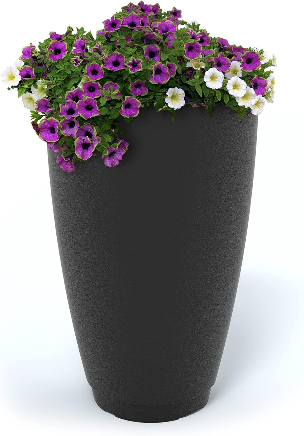 Caprio Tall Resin Pot Planter with Water Reservoir