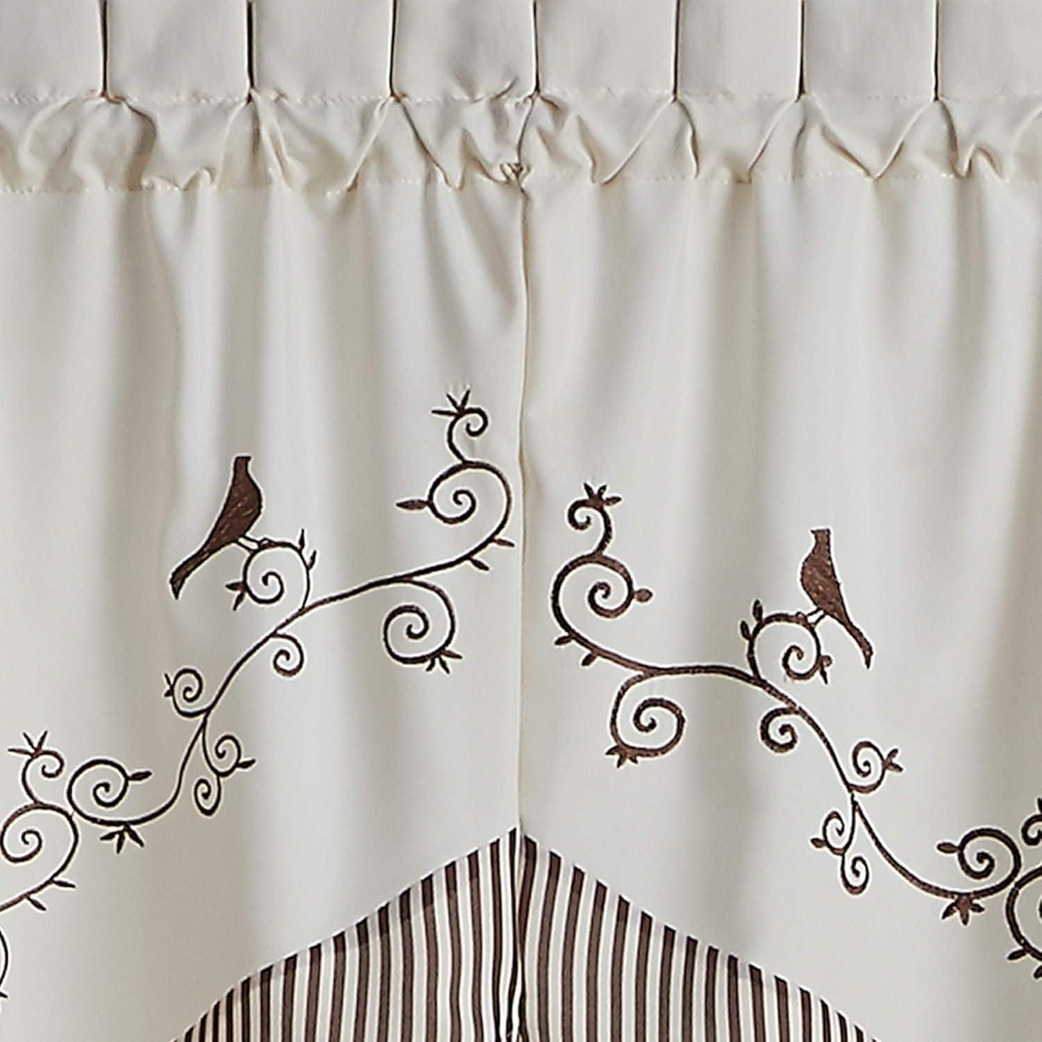 CHF and You Birds Tailored Window Swag Curtain One Pair, Energy Efficient, Brown, Polyester, Rod Pocket, Adult