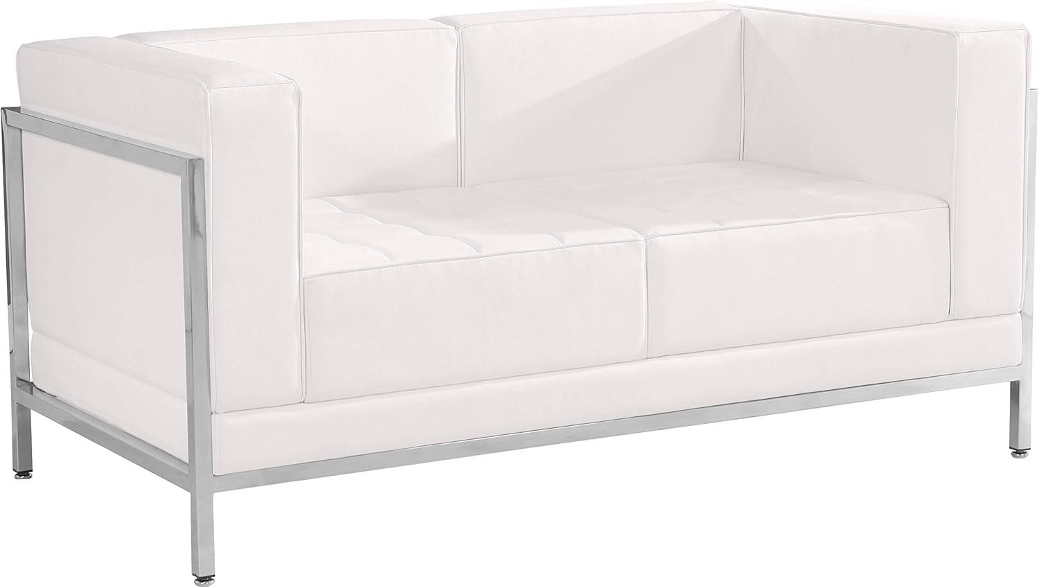 Flash Furniture Imagination Leather Reception Loveseat in White