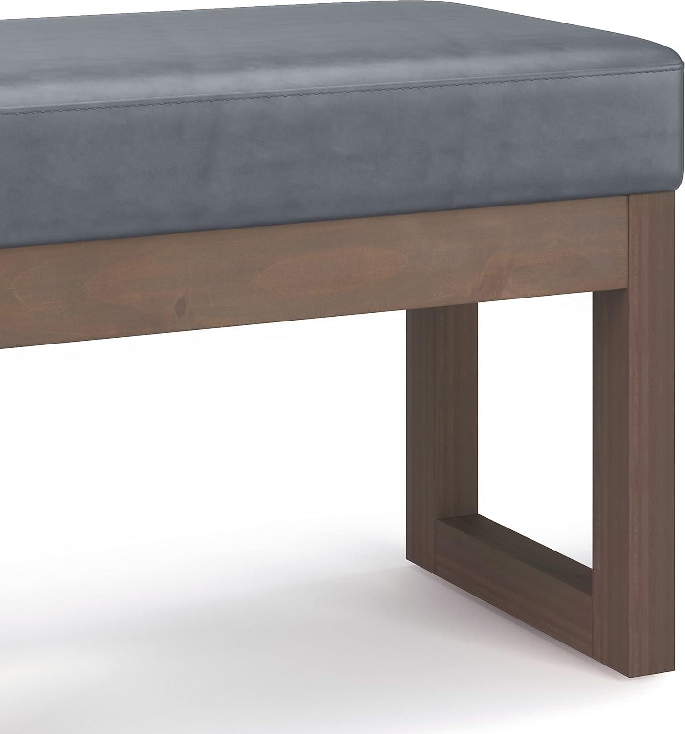 Simpli Home Milltown Ottoman Bench with Upholstered Seat and Solid Wood Frame