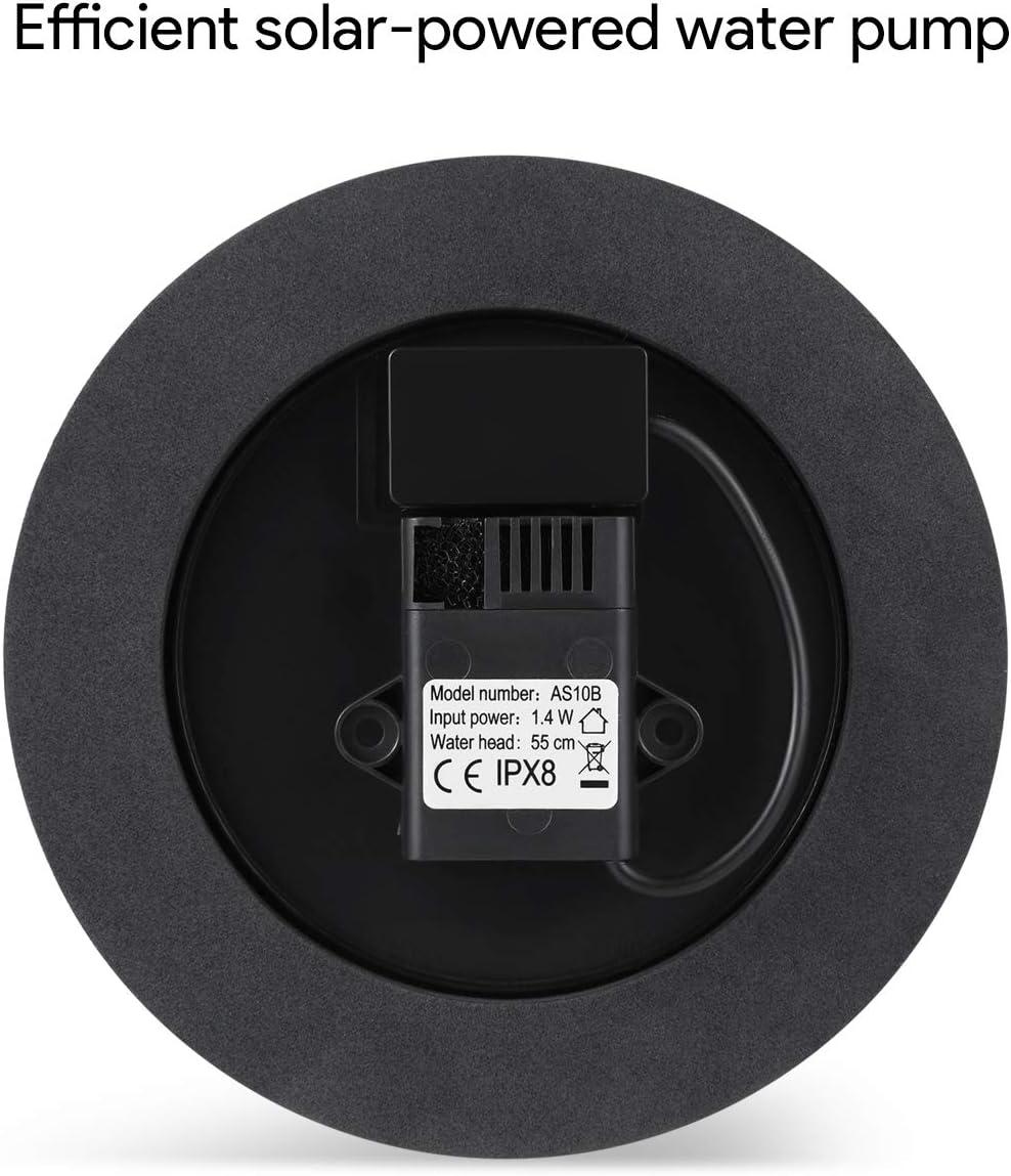 Dartwood Solar Bird Bath and Water Fountain with 4 Different Nozzle Heads - Perfect for Bird Baths and Small Ponds