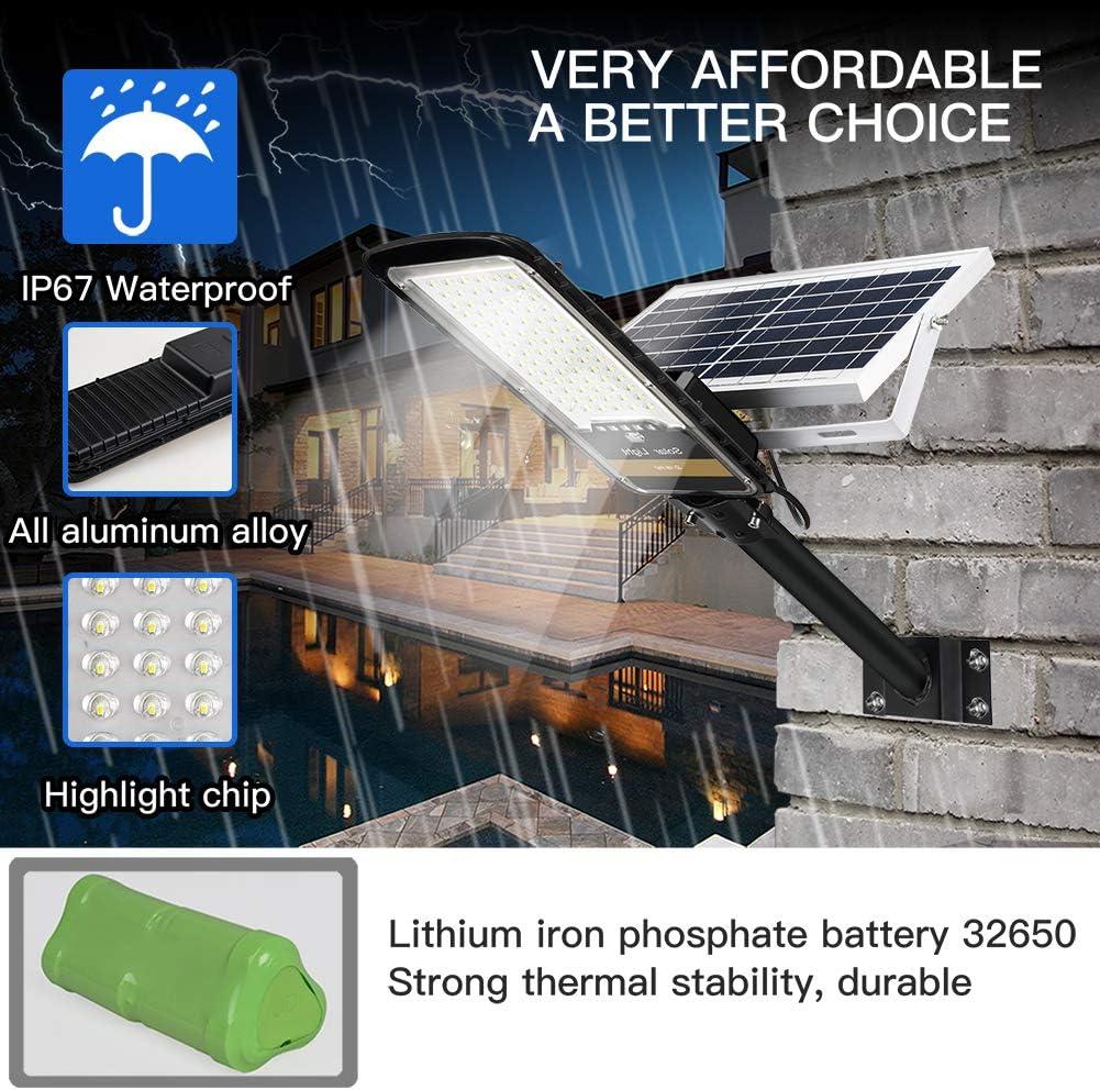RuoKid 80W Solar Street Lights Outdoor Lamp, 84 LEDs 1500lm IP67 Light with Anti Broken Remote Control Mounting Bracket, Dusk to Dawn Security Led Flood Light for Yard, Garden, etc.