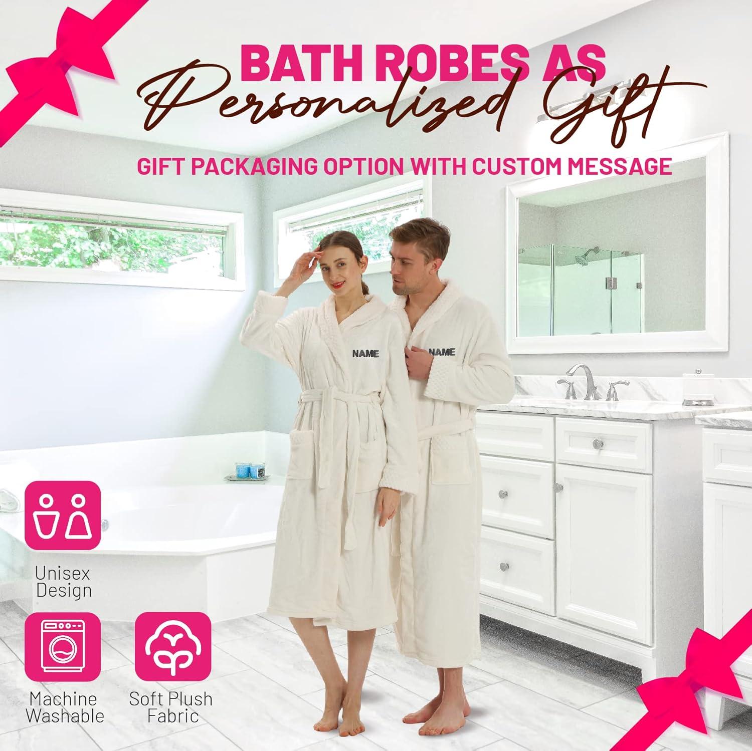 Plush Robe for Women and Men - His and Her Robes with Personalization Options - Super Soft Luxurious Spa Bathrobes