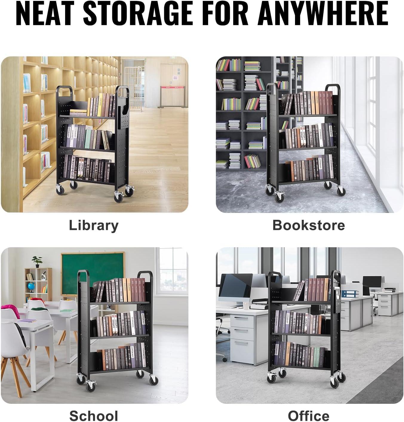 Stellweilan Tessberg 49.2'' H Book Cart with Wheels