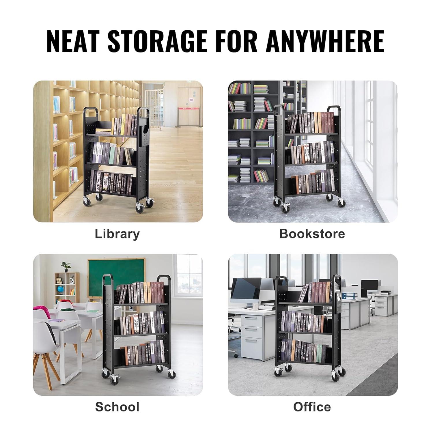 Stellweilan Tessberg 49.2'' H Book Cart with Wheels