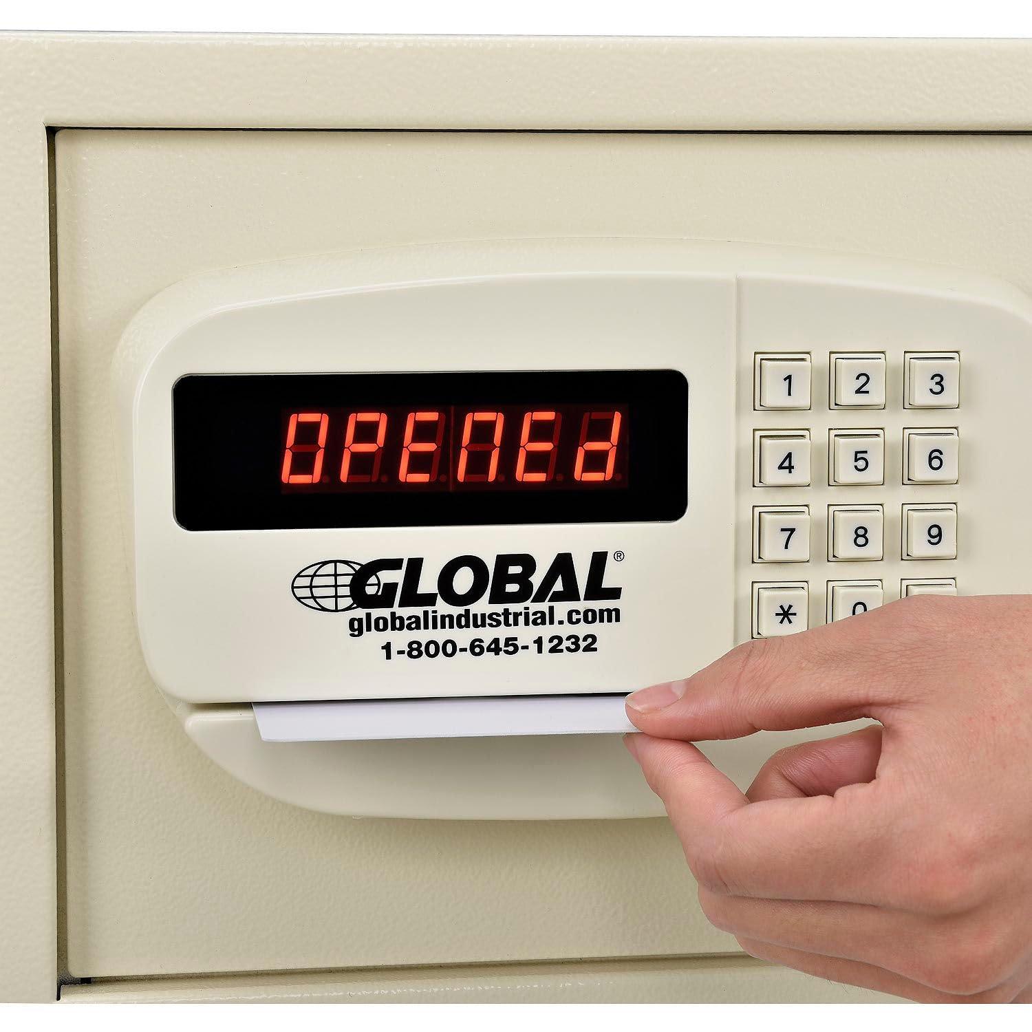 Global Industrial Personal Hotel Safe Electronic Lock with Card Slot Keyed Alike, White - 18 x 15 x 9 in.