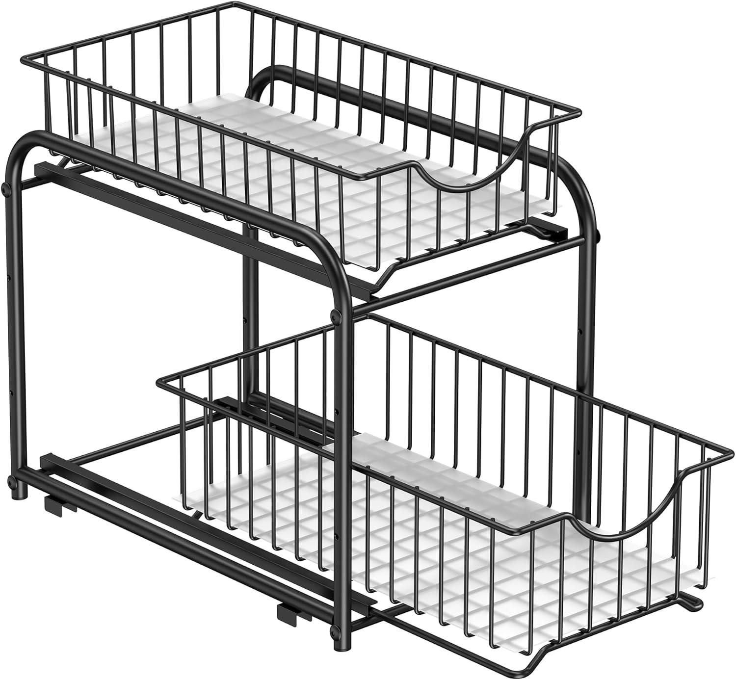 Factory Direct Wholesales NN 2-Tier Pull Out Cabinet Organizers, Under Sink Organizer, Bathroom Organizer And Storage, Sliding Basket Drawers, Stackable For Kitchen, Bathroom, Ink Black