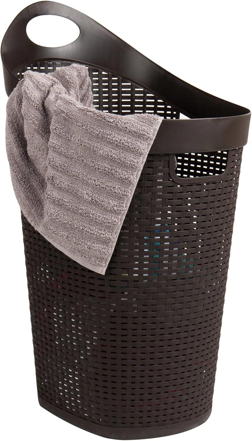 60L Rolling Laundry Hamper, Clothes Basket, Wheels, Wicker Style, 19.5"L x 14.75"W x 29.25"H