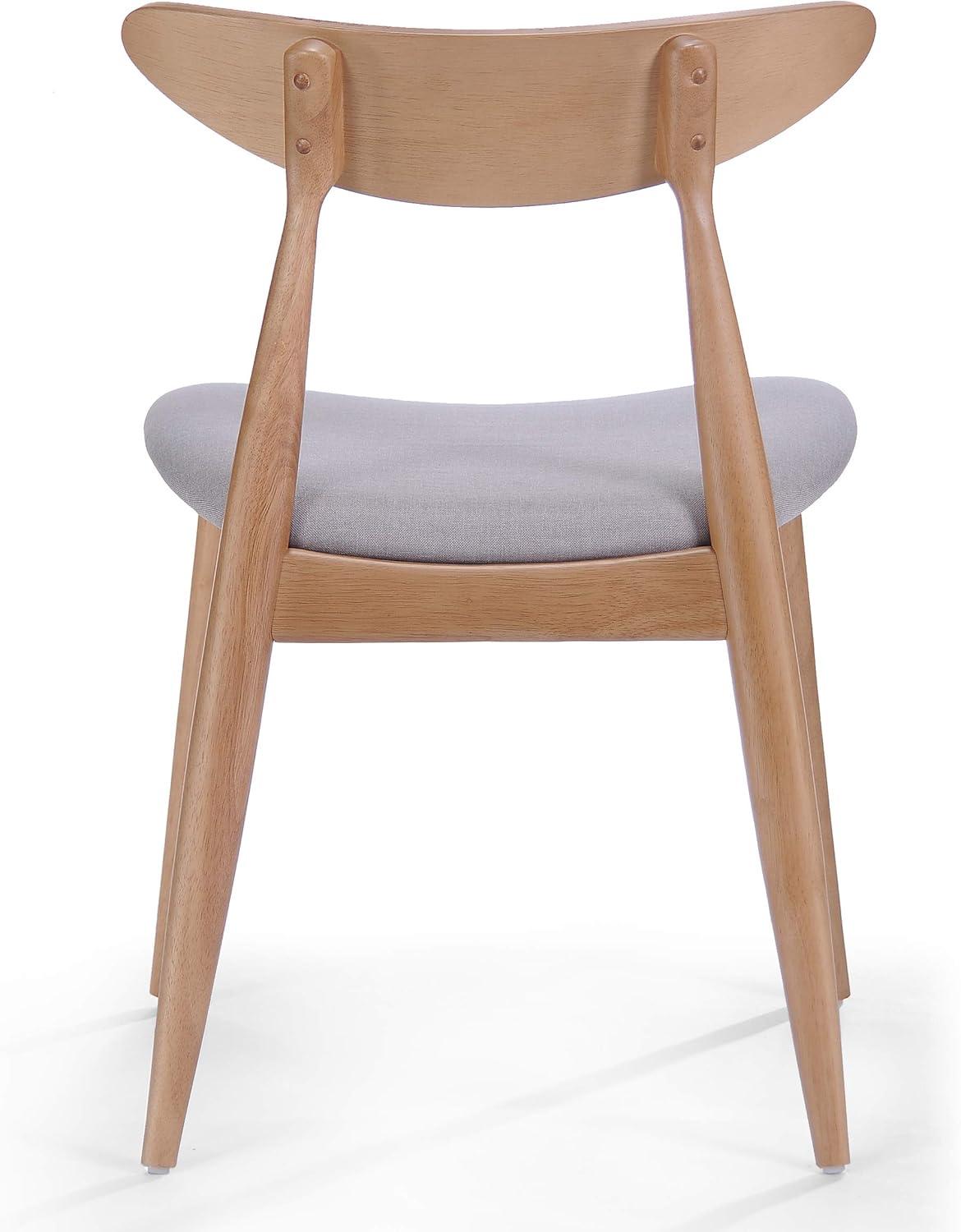 Christopher Knight Home Barron Mid Century Modern Rubberwood Fabric Upholstered Dining Chairs (Set of 2), Beige/Natural Oak