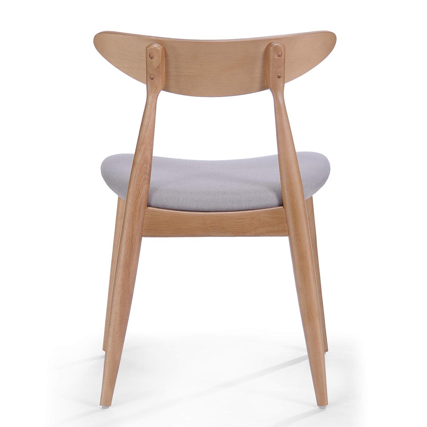 Christopher Knight Home Barron Mid Century Modern Rubberwood Fabric Upholstered Dining Chairs (Set of 2), Beige/Natural Oak