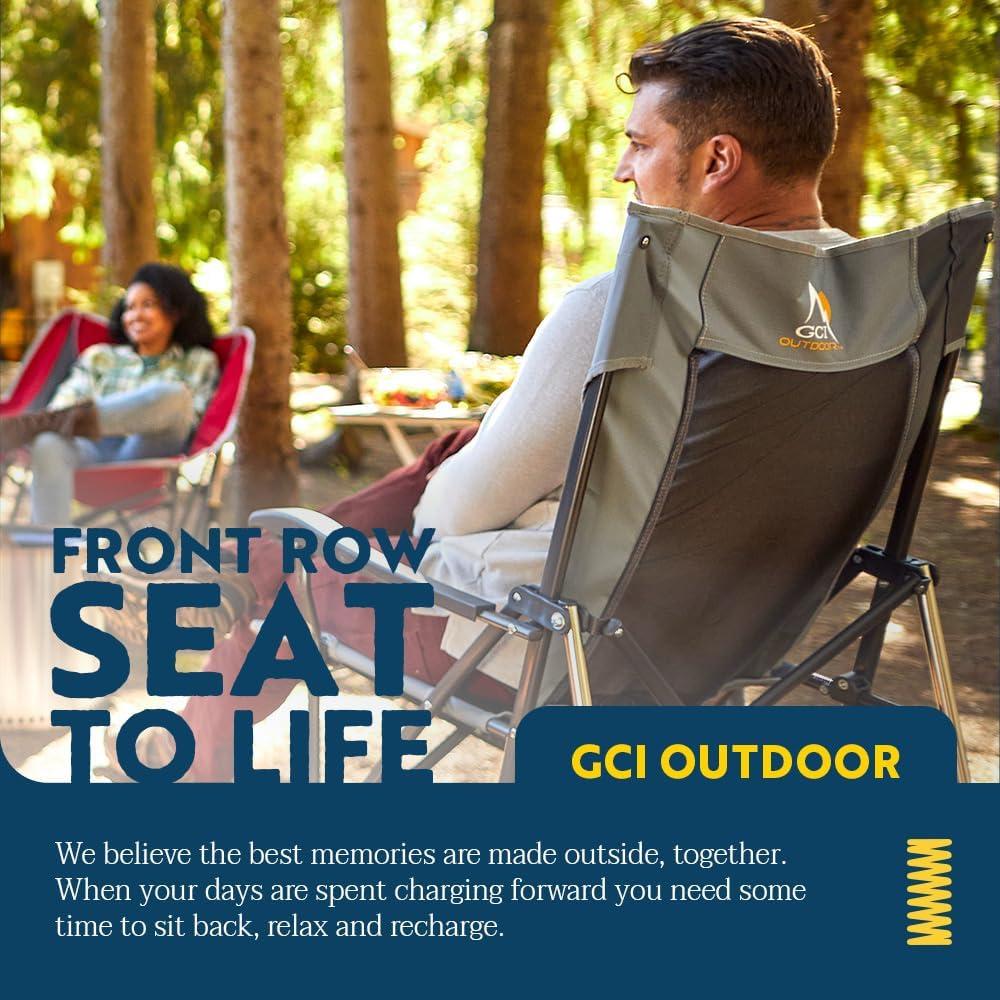 GCI Outdoor RoadTrip Rocker Foldable Rocking Camp Chair, Midnight