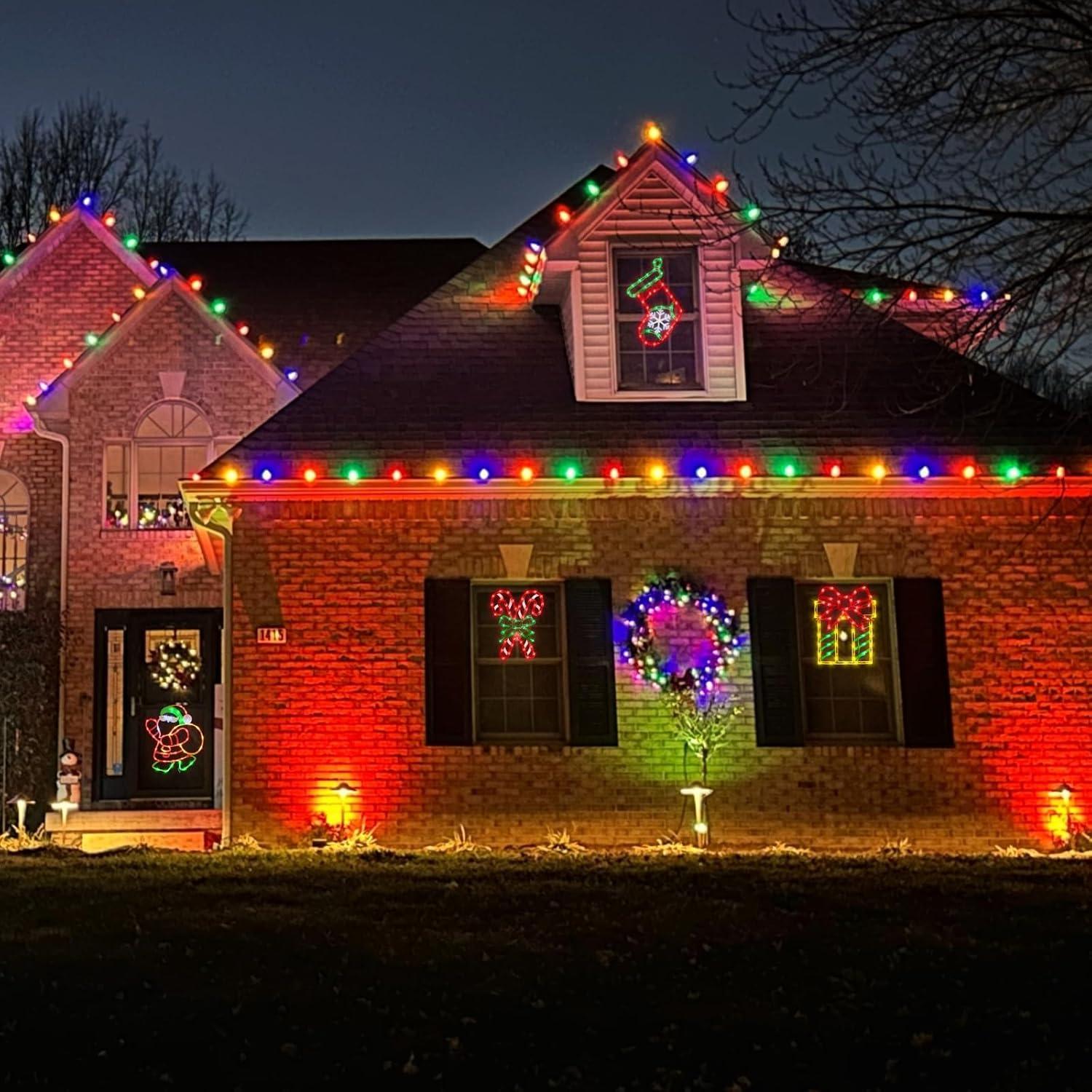 Multi-Color LED Christmas Window Silhouette Lights Set