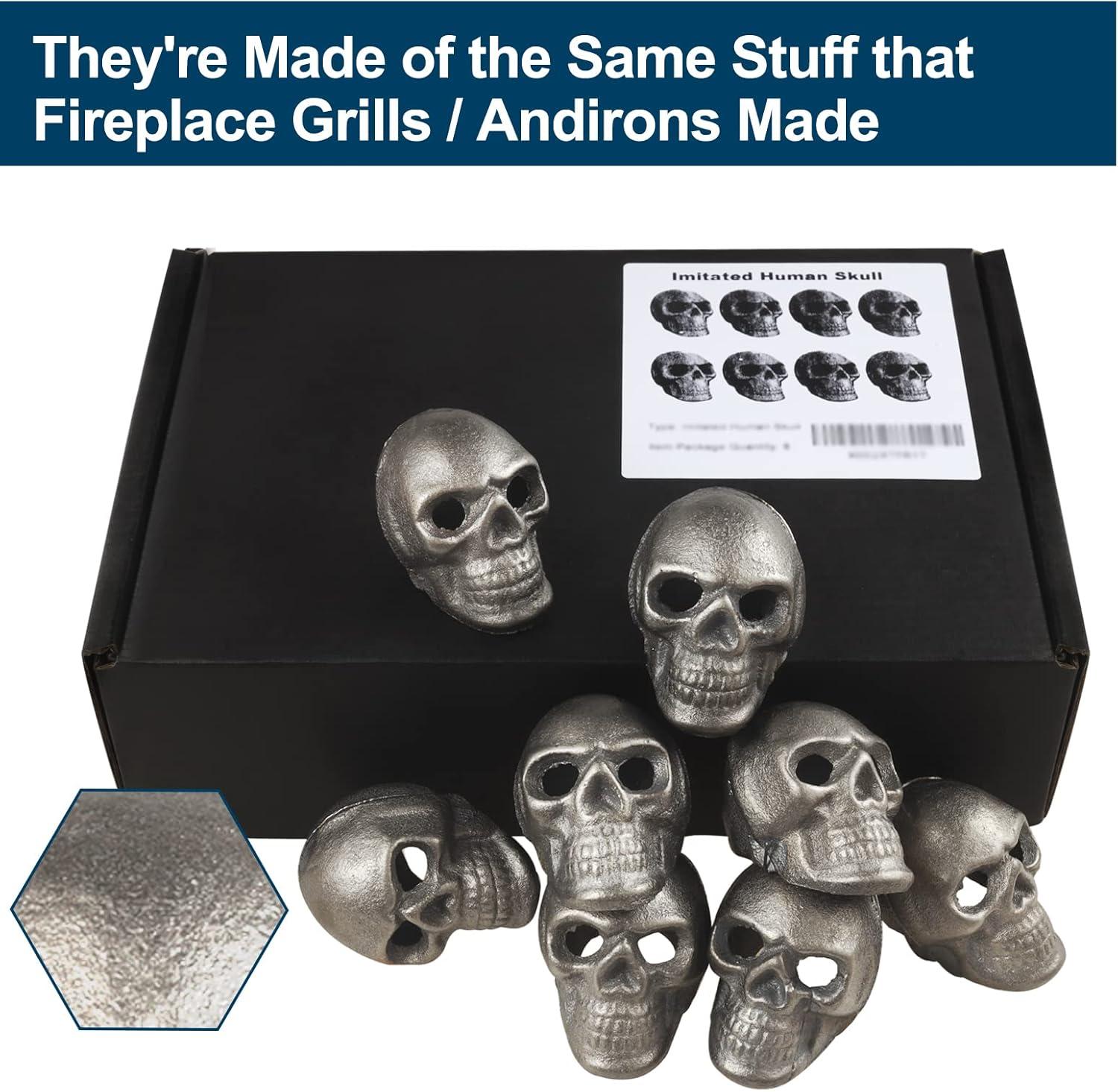 Halloween Metal Skull Gas Logs for Fireplaces, Set of 8