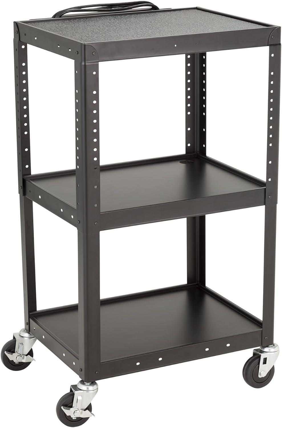 Norwood Commercial Furniture Adjustable-Height Metal AV Cart w/ Electric