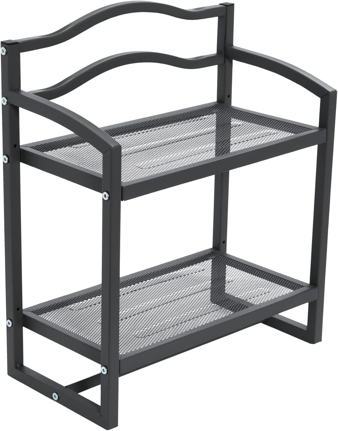 Household Essentials 2 Tier Metal Wall Mount Bathroom Storage Rack Gray