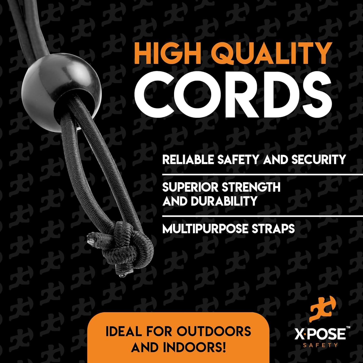 Xpose Safety Bungee Ball Cords 9" 100 Pack Heavy Duty Assorted Colors Stretch Rope with Ball Ties for Canopies, Tarps, Walls, Cable Organization