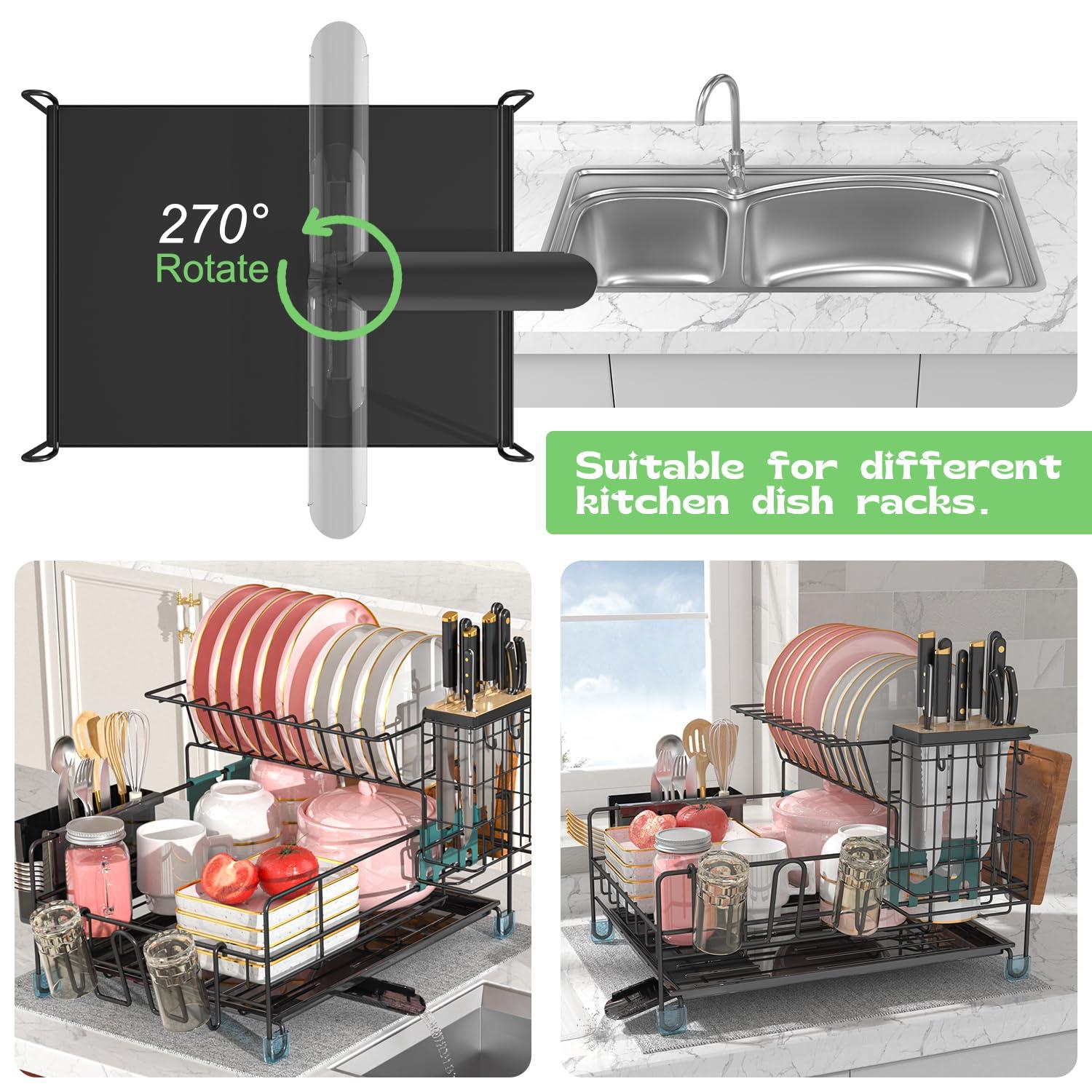 NIERBO Large Capacity 2-Tier Stainless Steel Dish Drying Rack With Rustproof Finish | Wayfair