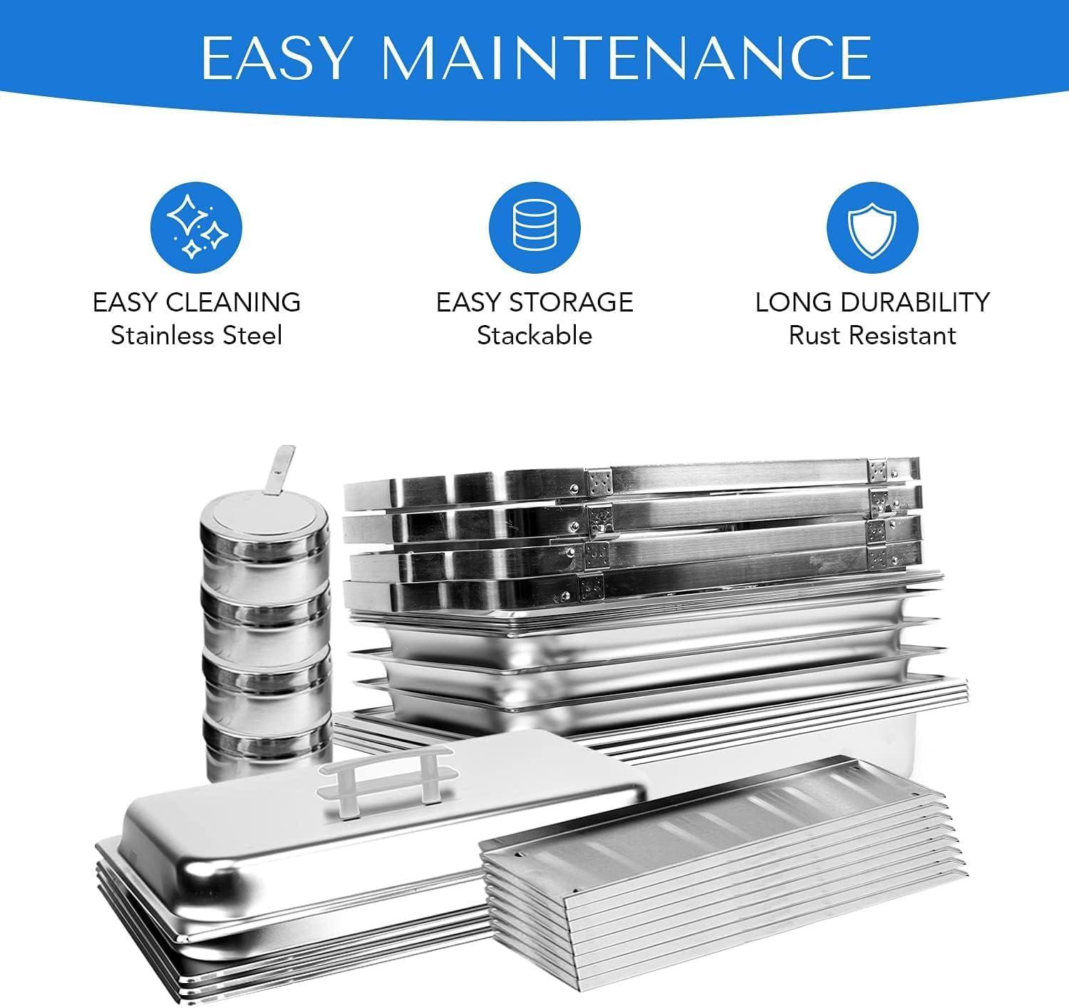 ALPHA LIVING 4 Pack 8QT Chafing Dish High Grade Stainless Steel Chafer Complete Set, 8 QT - Grey