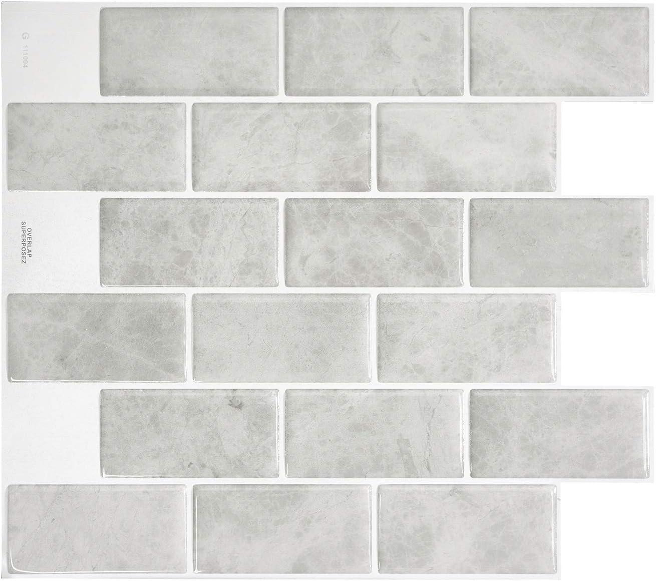 Gray Marble Self-Adhesive Peel and Stick Backsplash Tiles