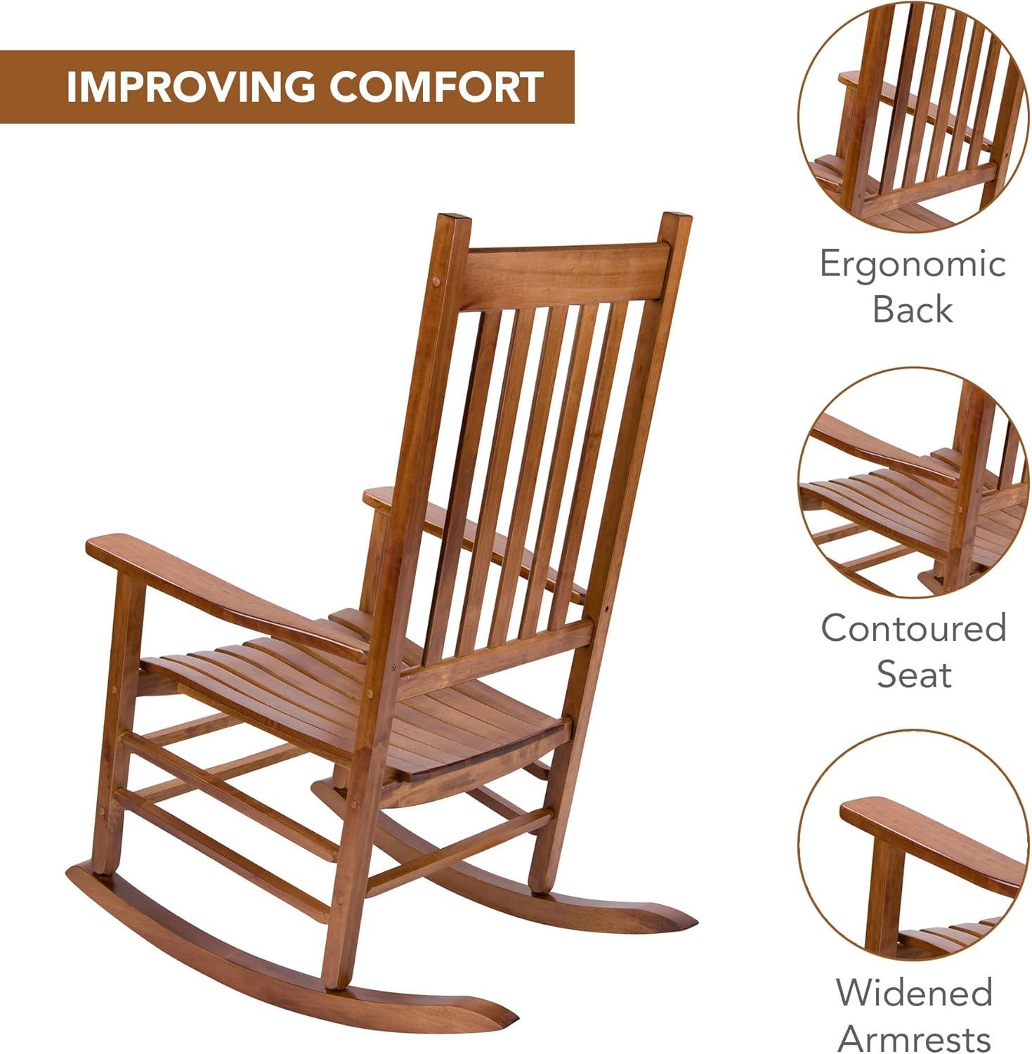 Shine Company Vermont Hardwood Outdoor Porch Patio Furniture Rocker Chair, Oak