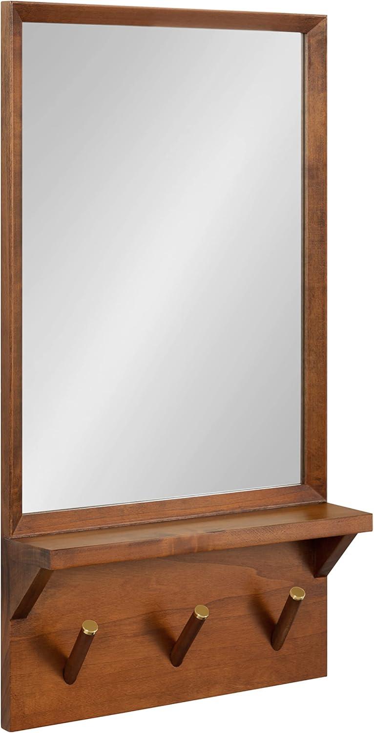 Kate & Laurel All Things Decor 16"x30" Hinter Framed Wall Mirror with Pegs Black: Entryway, Hanging Storage