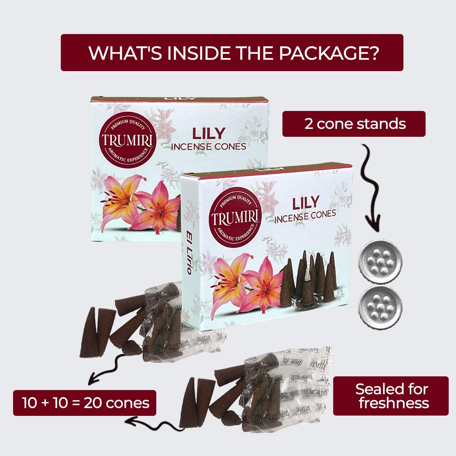 Lily Incense Cones - Total 20 Cone Incense - Dual Pack of 10 Insence Cones - Incense Cones Scented - Cone Incense Scents - Insense Cones - Incent Cone