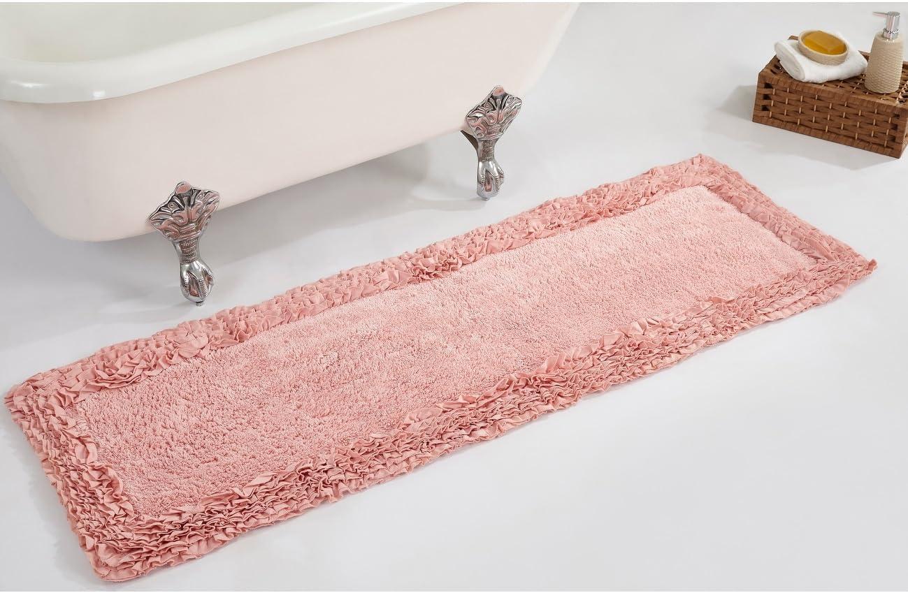 Better Trends Shaggy Boader 100% Cotton Tufted Non- Slip Backing Bath Rug 20" x 60" Runner - Pink