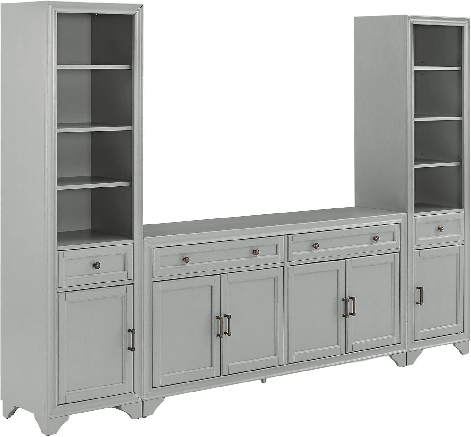 3pc Tara Sideboard and Bookcase Set Distressed - Crosley