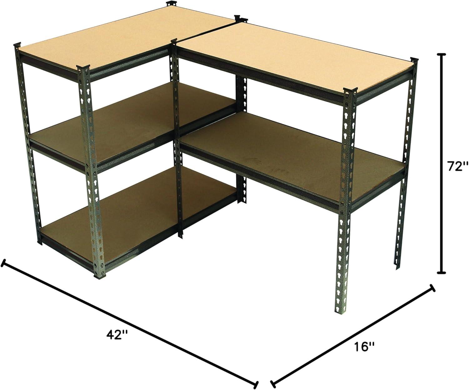 Adjustable Black and Wooden 5-Tier Steel Storage Rack