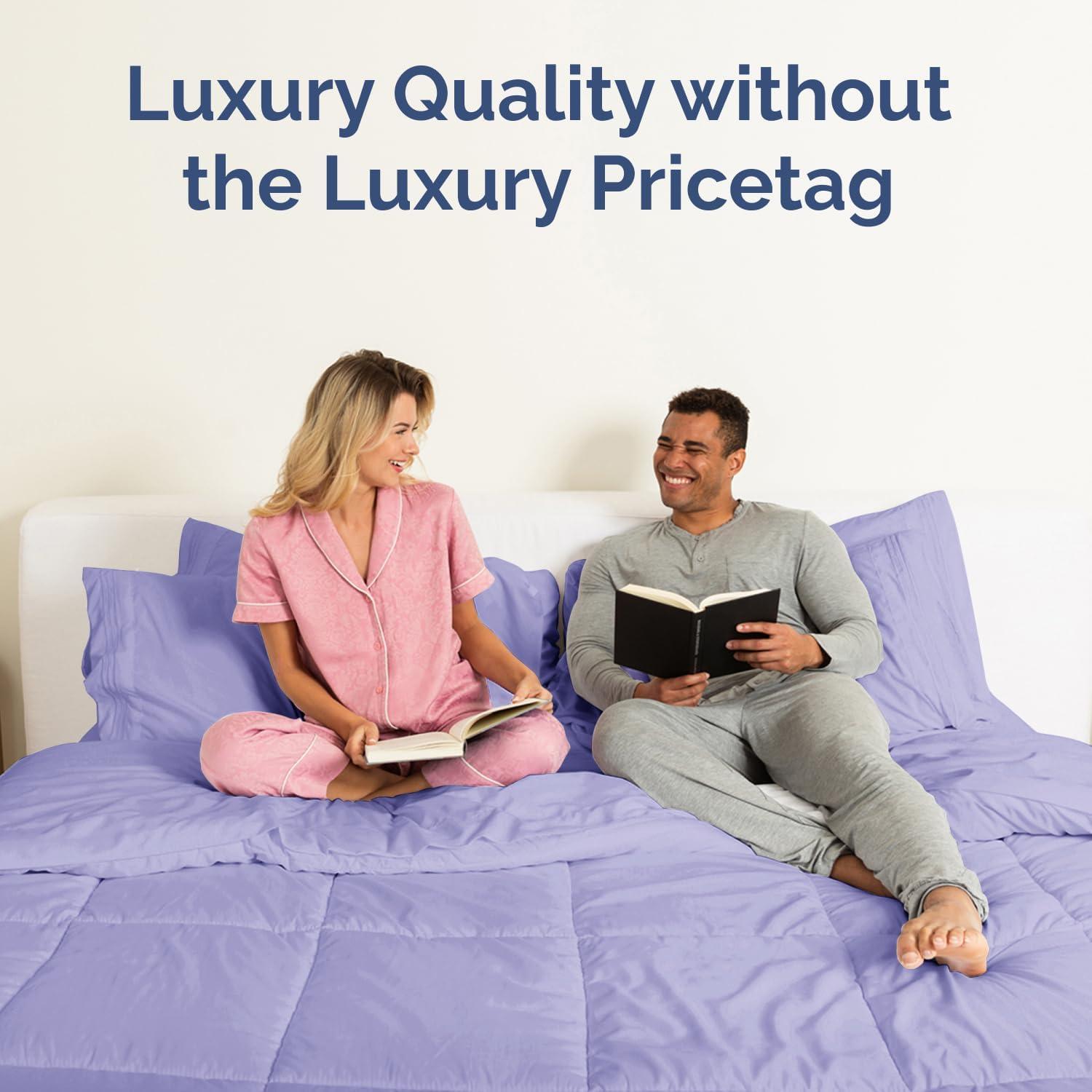 CGK Linens Premium All-Season Down Alternative Comforter - Fluffy Oversized Duvet Insert in Lavender, Size Full