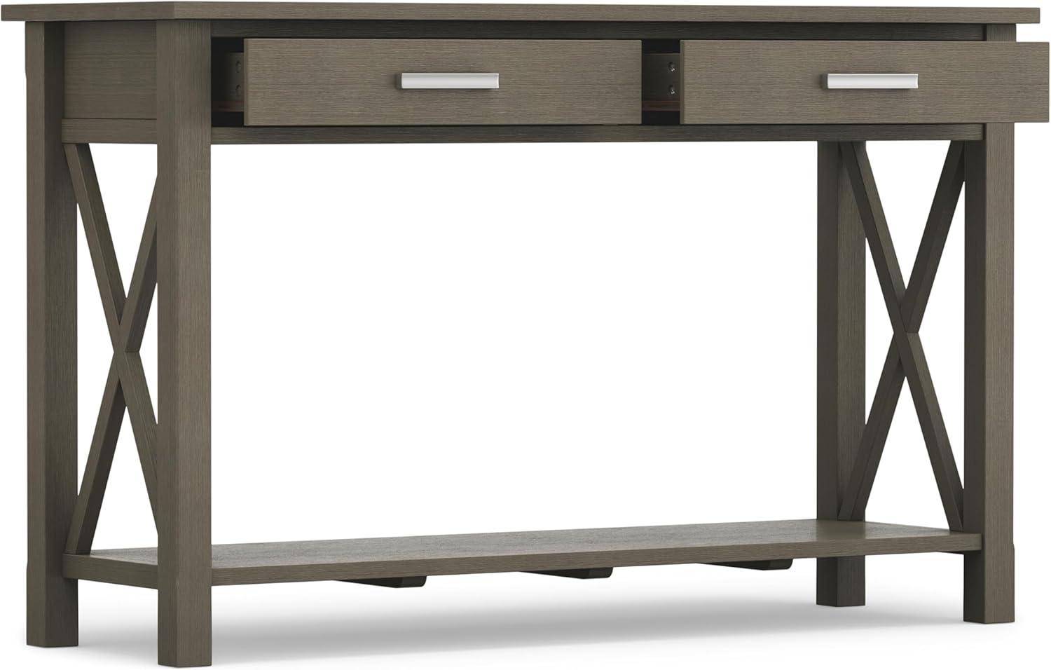 Contemporary Farmhouse Gray Wood Console Table with Storage