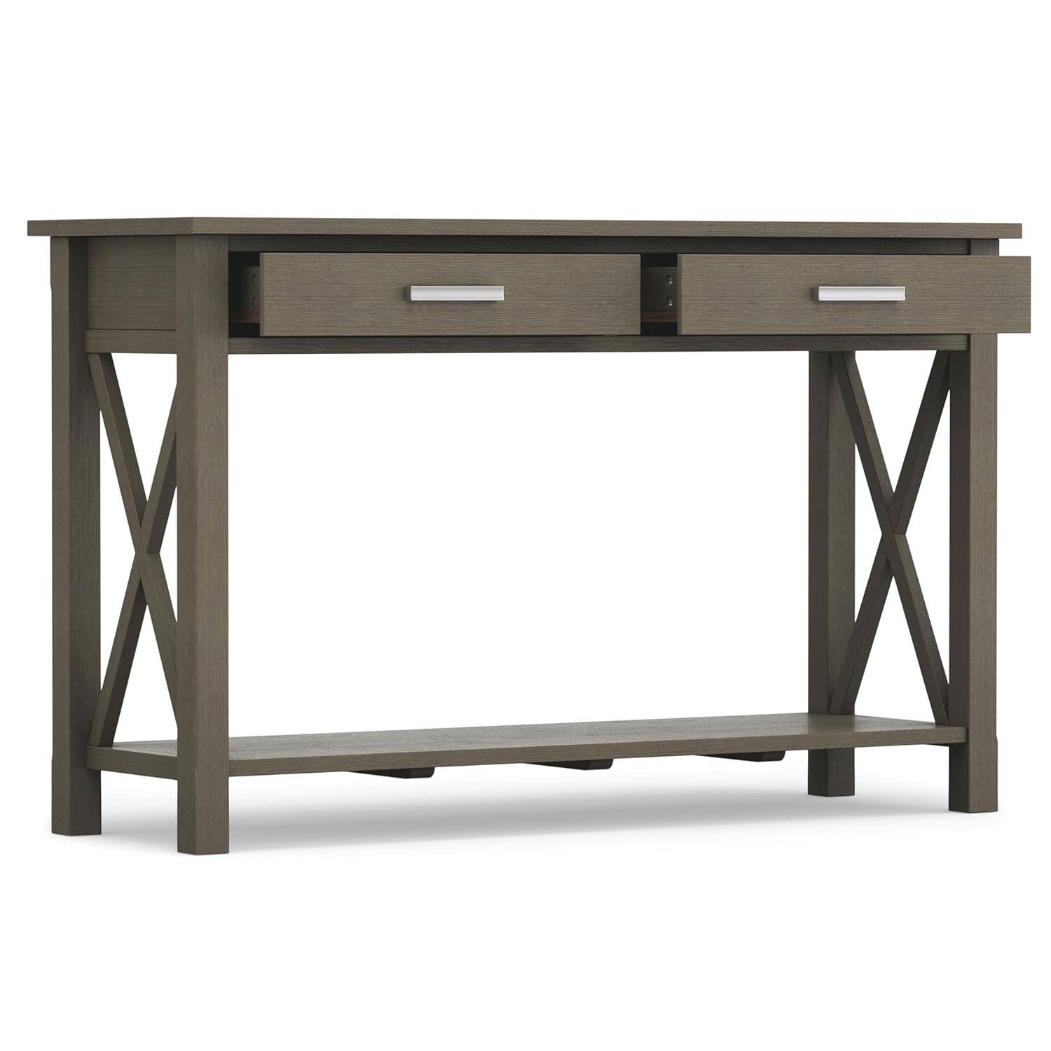 Simpli Home Kitchener 47"W Solid Wood Contemporary Storage Console Table with 2 Drawers and Bottom Storage Shelf