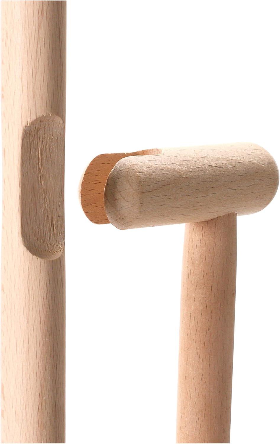 Creative Co-Op Beech Wood Broom & Standing Metal Dust Pan, Natural & Black, Set of 2