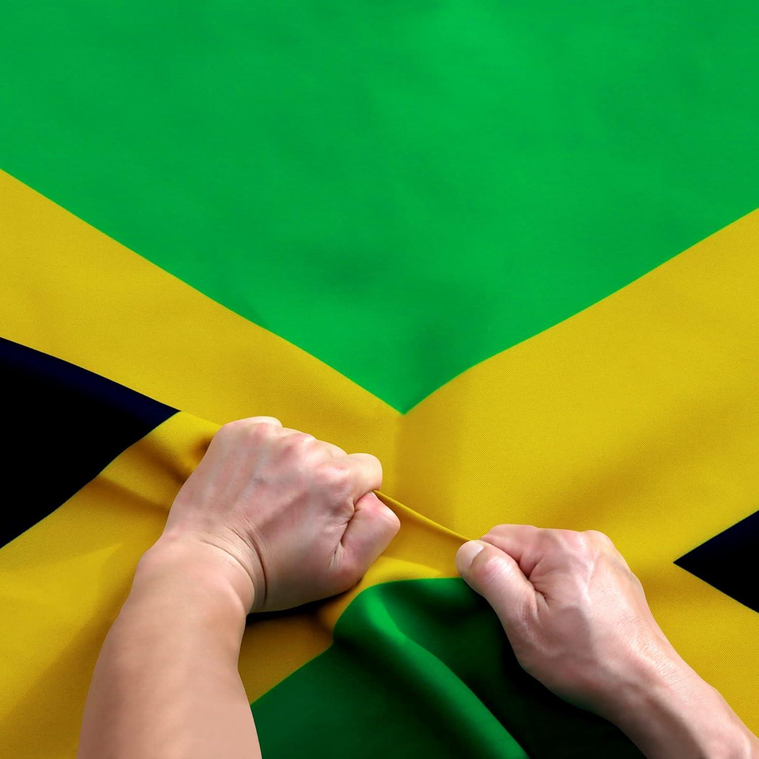 Rip-Proof Double Sided Jamaican Flag with Pole and Sleeve