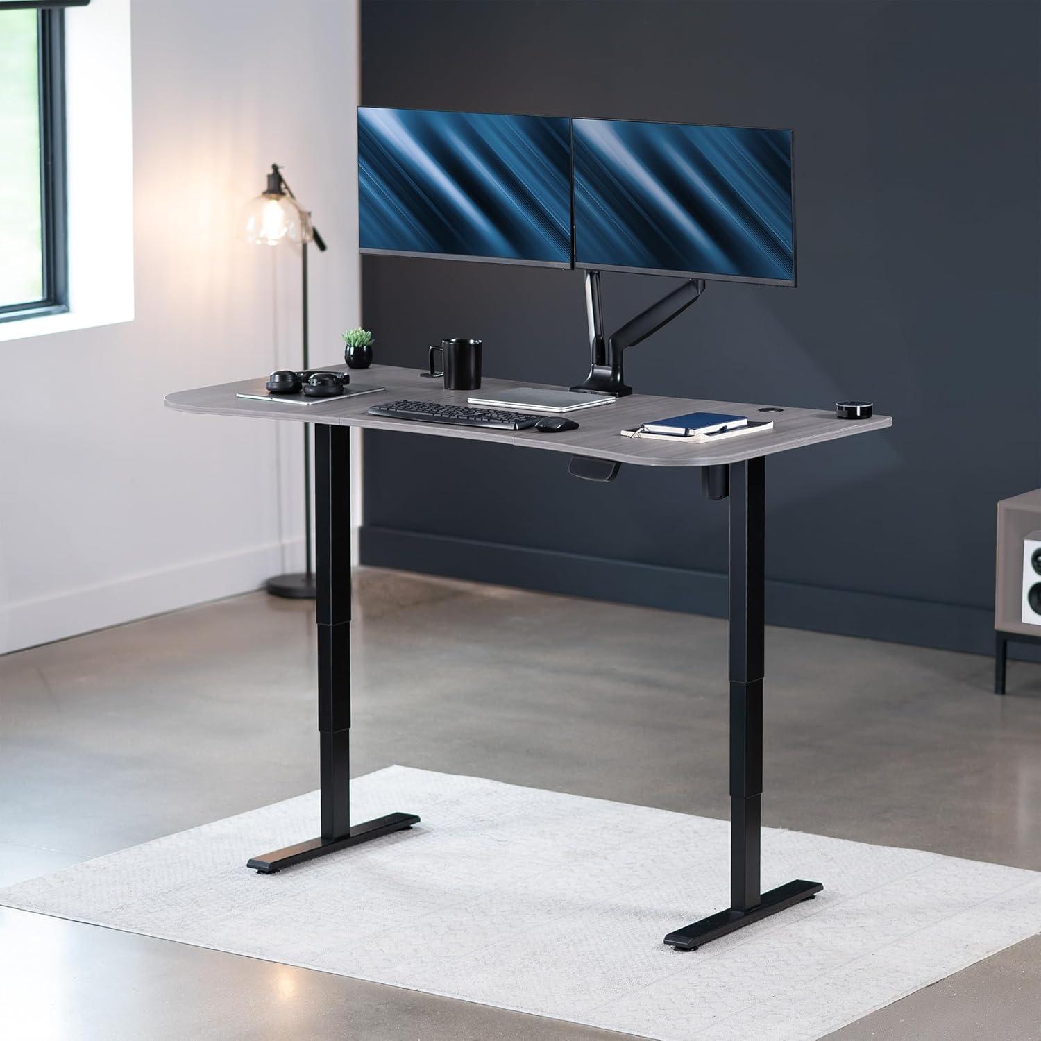VIVO Electric 63” x 32” Standup Desk, Dark Gray Table Top, Black Frame