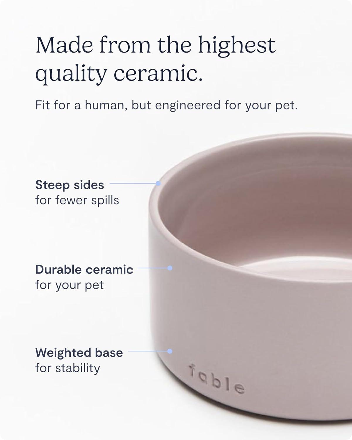 Rose Dust Small Ceramic Dog Bowl with Weighted Base