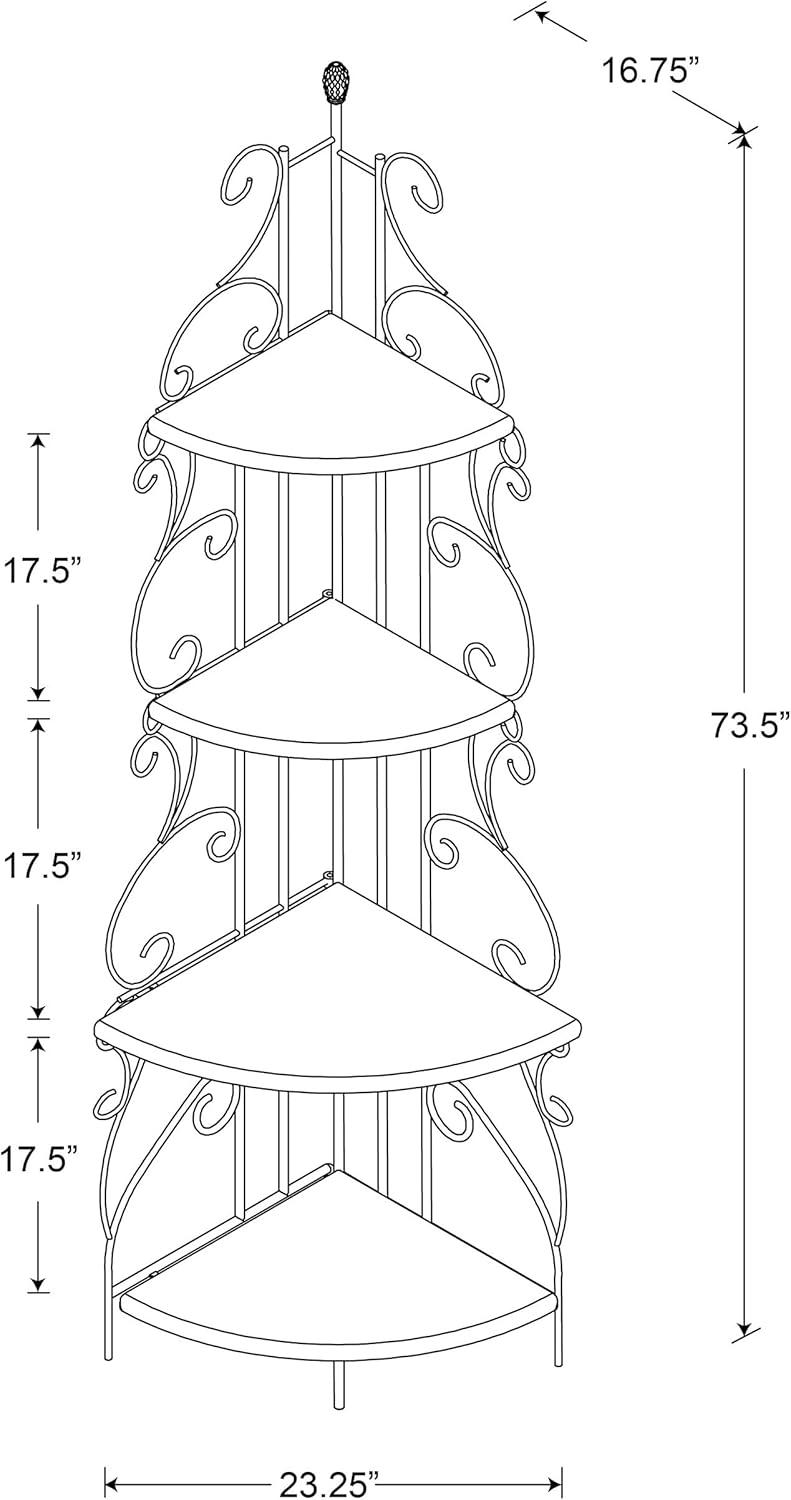 Coaster 4 Shelves Traditional Metal Corner Bookcase in Copper