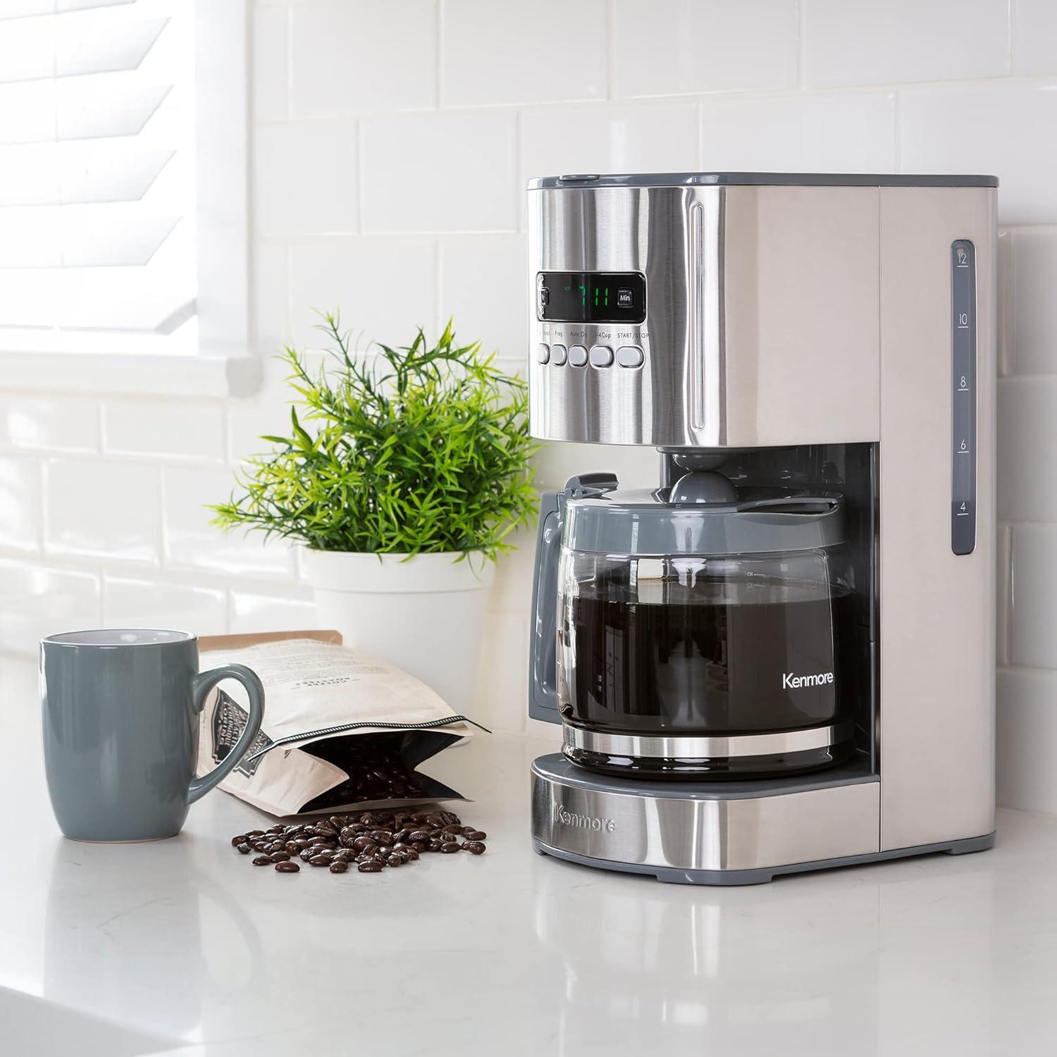 Kenmore Kenmore 12 Cup Programmable Coffee Maker, Stainless Steel, with Reusable Filter KKCM12S