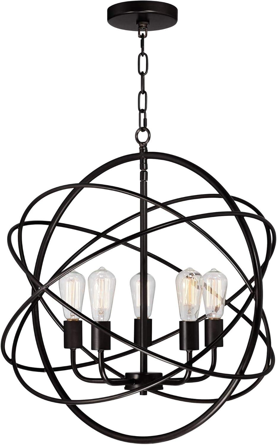 Franklin Iron Works Ellery Bronze Orb Foyer Pendant Chandelier 24 3/4" Wide Modern 5-Light LED Fixture for Dining Room House Kitchen Island Entryway