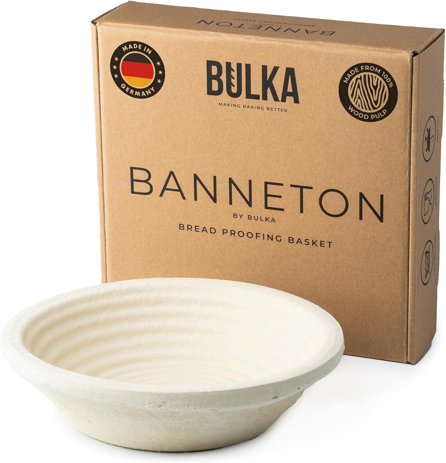 Bread Proofing Basket Spruce Wood Pulp Round 9" Groove, Sourdough Bread Baking Supplies Brotform - Non-Stick Dough Proofing Bowl, Gifts for Bakers, Made in Germany.