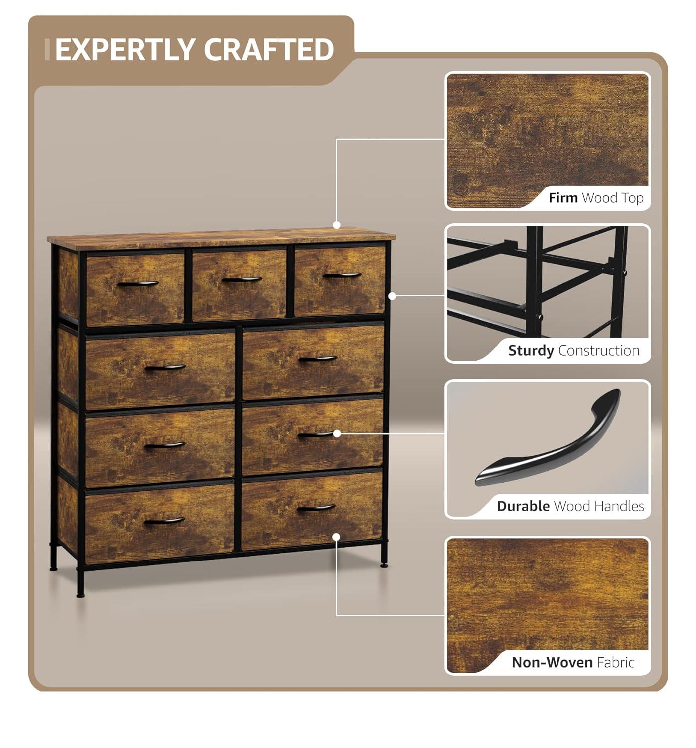 Farmhouse Brown Nursery Dresser with Soft Close Deep Drawers